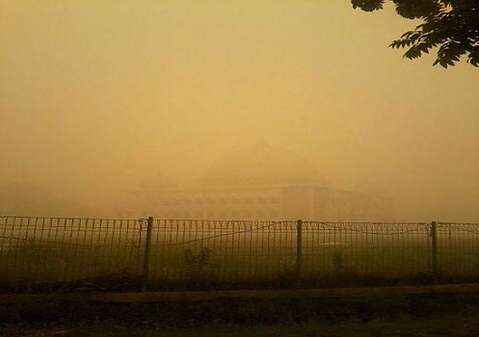 The thick haze shrouding a place of worship in Indonesia