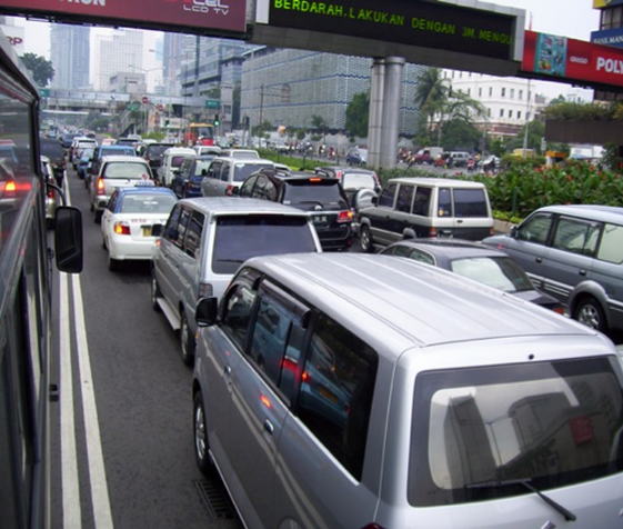 Traffic congestion is a common sight in Jakarta, the capital of Indonesia